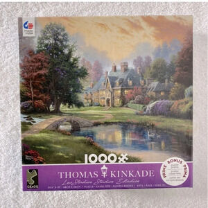 CEACO Thomas Kinkade Leo Studios 1000 PC Landscape Puzzle With Poster  NEW